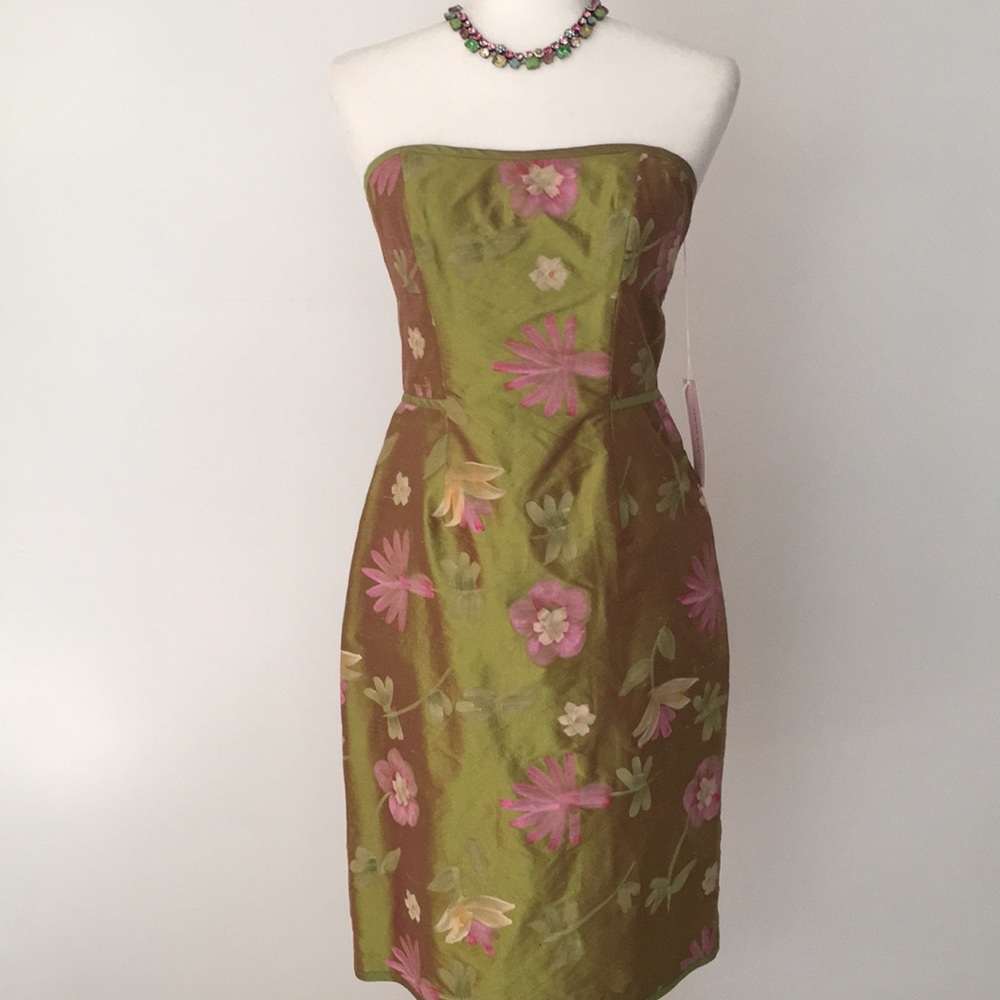 Strapless silk dress